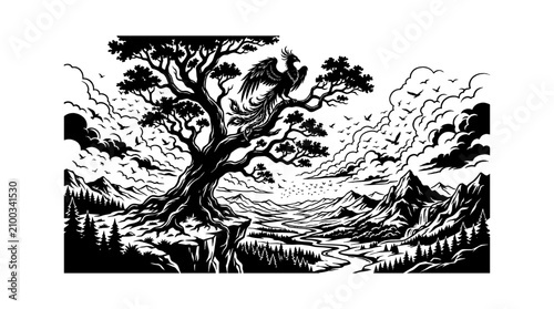 tree with roots and leaves