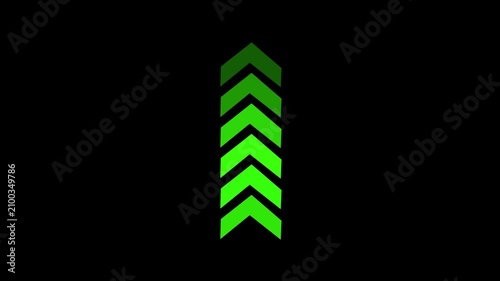 Green upward moving arrows animation, growth and success concept progress
