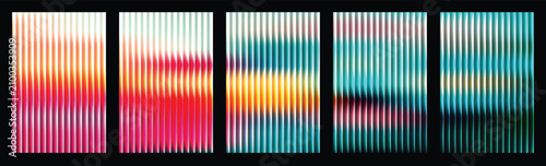 Abstract gradient wave on ribbed glass texture with smooth curved lines, ripple, futuristic flowing light background for modern technology design, digital wallpaper and creative backdrop
