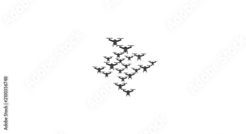 Fényképezés Large swarm of drones flying in coordinated formation.