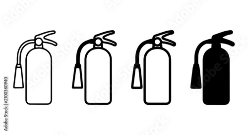Foto Fire Extinguisher Icons, Safety Equipment Vector Set, Emergency Response Symbols