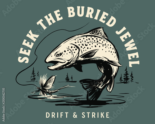 Obraz na płótnie Fly fishing trout illustration