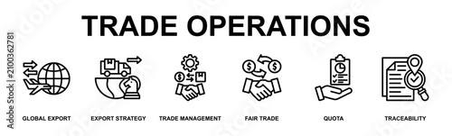 Fotografía Trade Operations Banner Web Outline Icon Vector Illustration Concept for Busines