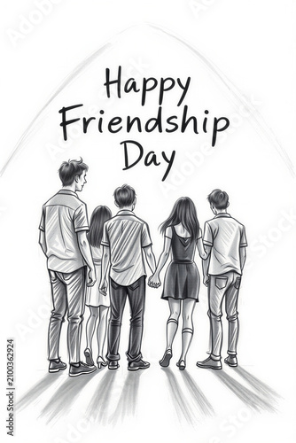 Happy Friendship Day Concept Image  of Friends Holding Hands