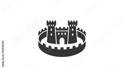 Foto Black castle wall with towers icon.
