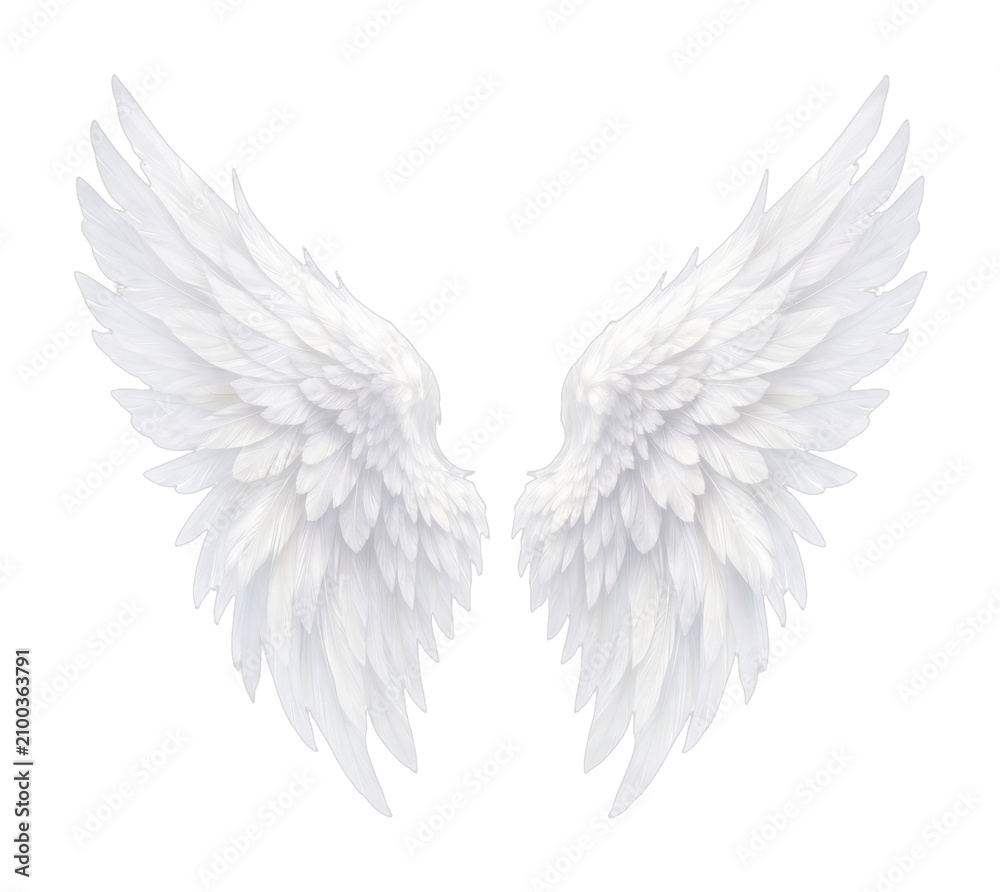 Obraz premium PNG Elegant white angelic wings illustration.