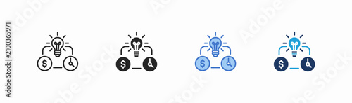 Set of resource productivity icon collection in multiple style. Icon suitable for web and mobile application