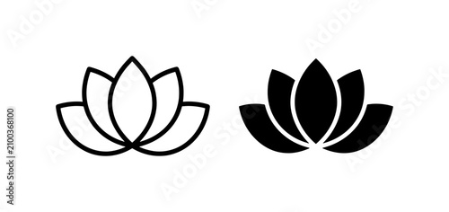 Lotus Flower Icons, Zen Symbol Vector Art, Spiritual Meditation Graphics