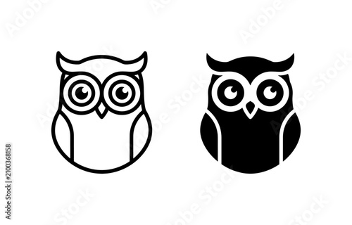 Minimalist Owl Icons, Simple Bird Silhouettes, Vector Graphics for Nature and Wildlife Themes