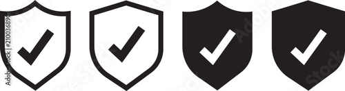 Canvas Print Shield with check mark icon set
