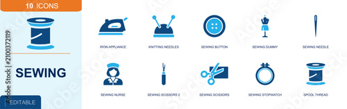 Konstfotografi Sewing icon set