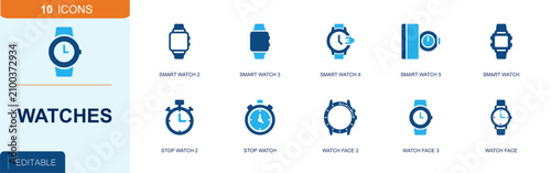 Tableau sur toile Watches and smartwatches icon set