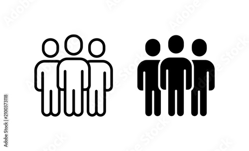 Group Icons, People Silhouettes, Crowd Symbols, Teamwork Vector Set