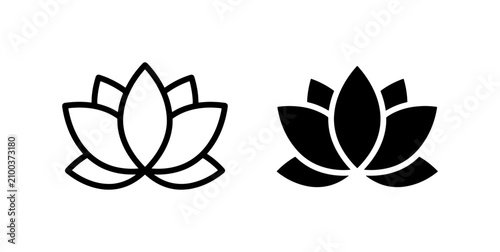 Canvastavla Lotus Flower Icons, Black and White Vector Graphics, Zen Symbol, Meditation and