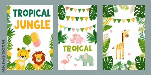 Photography Tropical Jungle Vector Illustration With Animals And Foliage