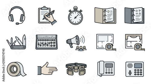 Photos Business communication icons and symbols.