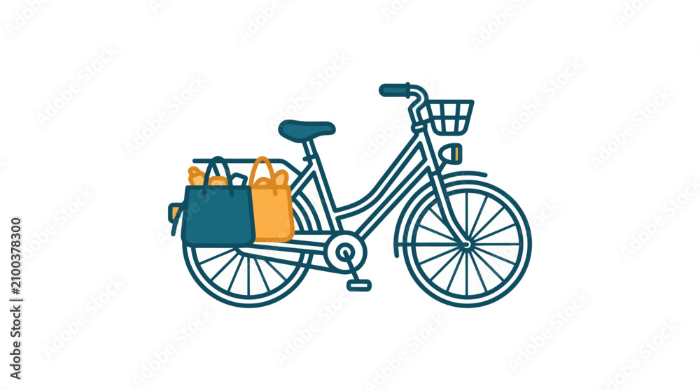 Fototapeta premium Bicycle with basket and luggage.