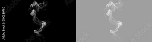 Schilderij op canvas Dynamic white smoke plume on black and transparent background