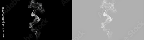 Foto White smoke plume overlay on black and transparent background