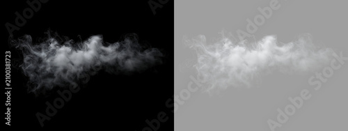 Bild auf Leinwand Long wispy white smoke plume isolated on black and transparent background