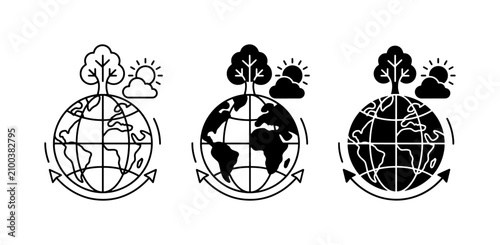 Φωτογραφία Earth Icons Set: Global Ecology, Sustainability, and Environmental Protection Co