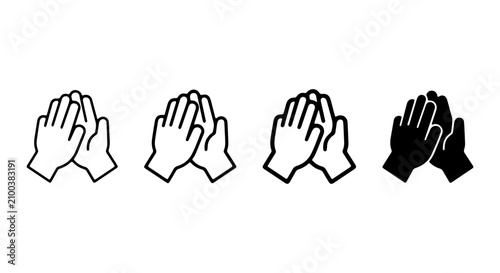 Obraz na płótnie Praying Hands Icon Set, Religious Gesture Vector Graphics, Spiritual Symbol Coll