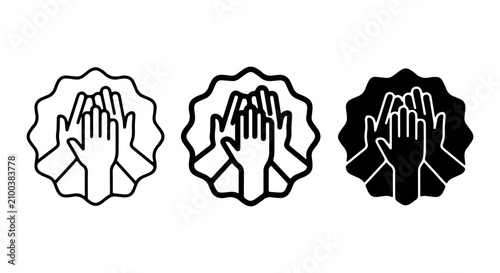 Konstfotografi Diverse Hands Praying Icon Set, Faith Symbol Vector Graphics, Spiritual Gesture