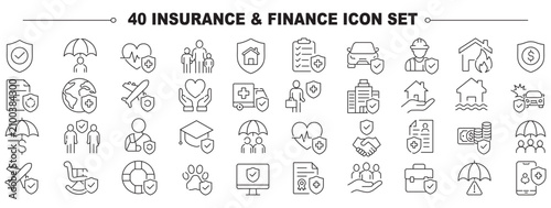 Tableau sur toile Insurance web icons in line style