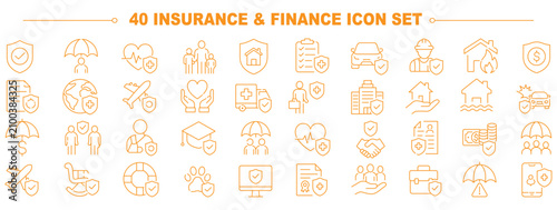 Cuadro en lienzo Insurance web icons in line style