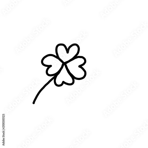 Bild auf Leinwand Cute hand drawn four leaf clover doodle on transparent background