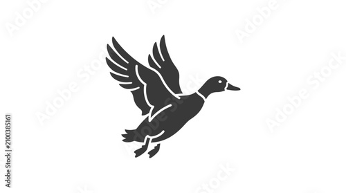 Photos Black Duck in Flight Silhouette Icon.