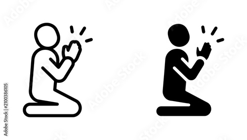 Slika na platnu Two Praying Figures, Religious Iconography, Spiritual Devotion, Prayer Symbol, I