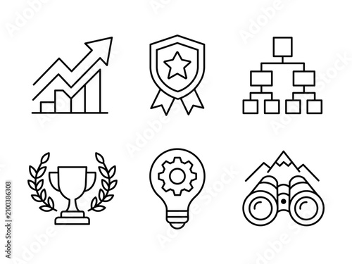 Business Success and Strategy Minimalist Line Icons Set