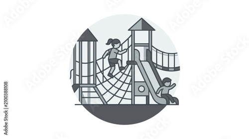 Tableau sur toile Children Playing on a Playground.