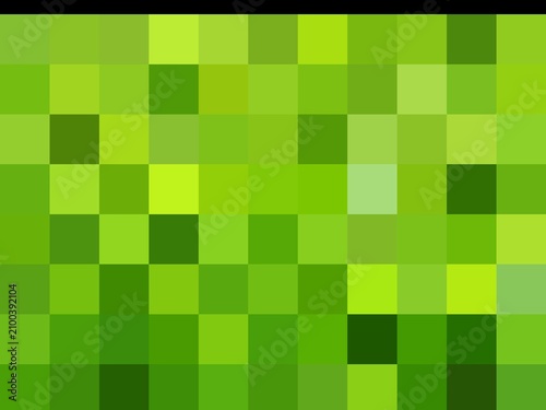 Mosaic pixel art background with green color shades.