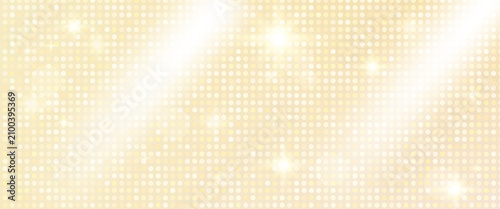Konstfotografi Crossed rays on gold gradient glitz sequin background with glitter dots