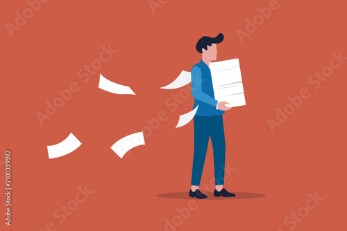 Tablou pe pânză Worker carrying heavy documents documents paperwork
