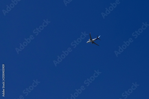 Extremely beautiful and interesting blue sky and airplane
