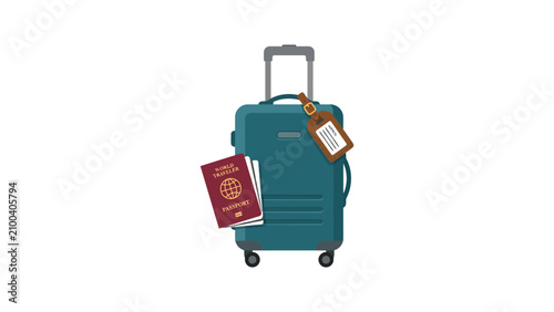 Travel luggage suitcase with passport and luggage tag suitcase passport
