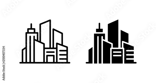 Quadro su tela Modern Cityscape Icons, Urban Skyline Silhouettes, Contemporary Architecture Gra
