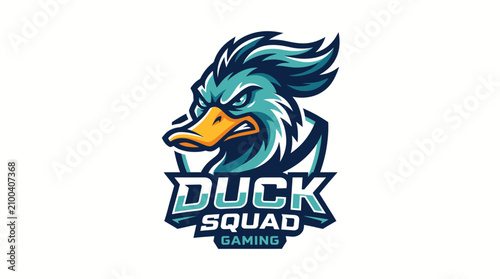 Εκτύπωση καμβά Teal Duck Head Logo Gaming Symbol.