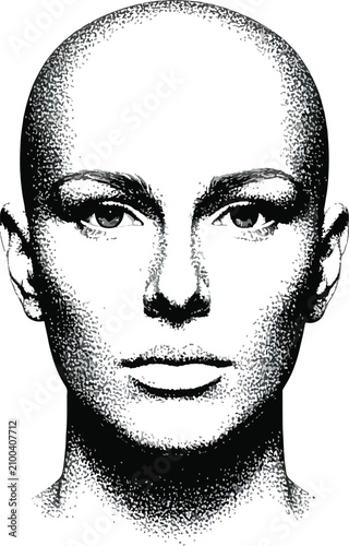 Stylized portrait of a bald...