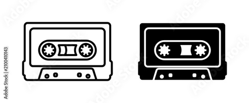 Cuadro en lienzo Retro Cassette Tape Icons, Vintage Audio Media, Analog Sound Recording, Music St