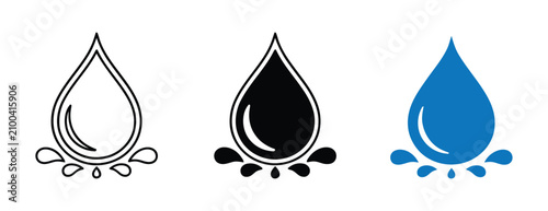 Water drop shape. water drops set. Water or oil drop. Waterproof icon set. Water protection icon. Collection of water resistant signs.  teardrop shaped water droplets in a row on white background.