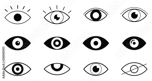 Fotografía Collection of eye vector icons in various design