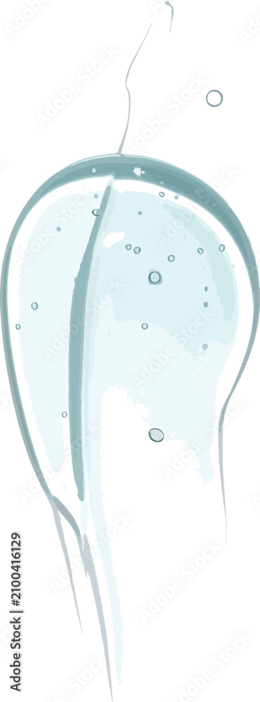 Obraz premium Isolated transparent cosmetic gel swatch with tiny bubbles, liquid texture, skincare product sample