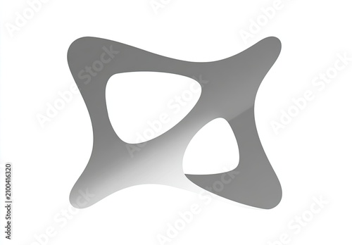 Abstract, fluid, gray, organic shape with negative space, smooth gradient