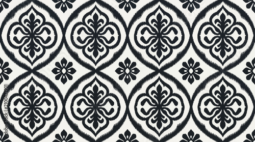 Photos Elegant Black and White Floral Pattern Design, Textile Art, Interior Décor, Mode