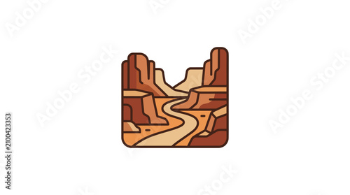 Tableau sur toile Desert canyon landscape with river.