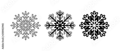 Cuadro en lienzo Snowflake Icons Set: Winter Holiday Graphics, Geometric Ice Crystals, Cold Weath